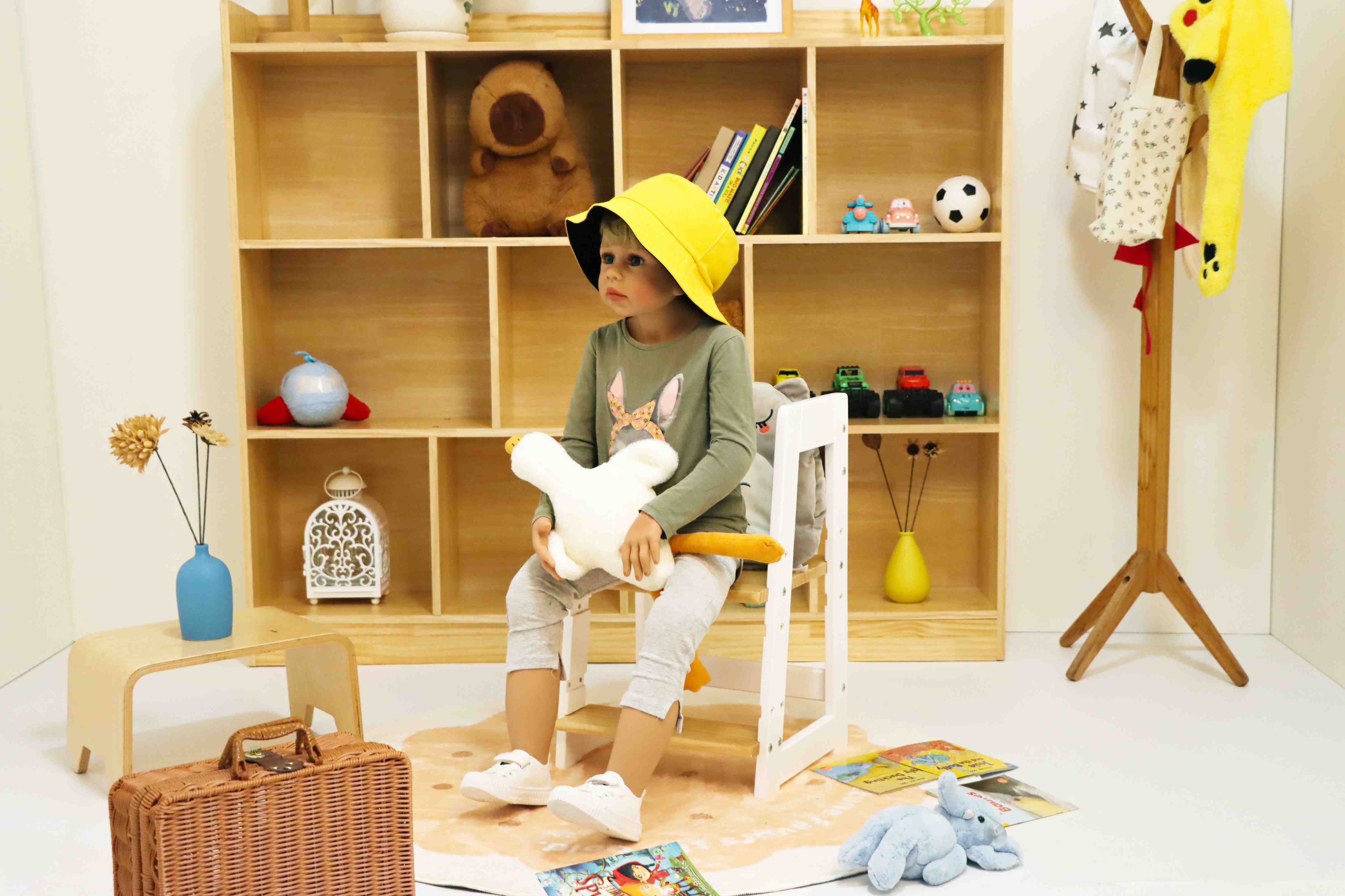 Damoch toddler step stool and weaning chair. Trapezoid anti-tip base. Non-toxic finish. Grows with child.